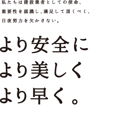 より安全に、より美しく、より早く。